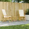 Image de vidaXL Chaises inclinables de jardin pliantes lot de 2 coussins bambou
