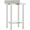 Image de vidaXL Table de Travail de Cuisine avec Dosseret, Plan de Travail avec Pieds, Table de Préparation avec Rangement Bar Restaurant, Acier Inoxydable