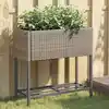 Image de vidaXL Jardinière avec étagère gris résine tressée