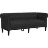Image de vidaXL Canapé Chesterfield 2 Places, Siège avec Accoudoirs et Dossier, Meuble de Salon Salle de Séjour Intérieur, Moderne, Noir Tissu