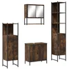 Image de vidaXL Ensemble de Meubles de Salle de Bain 4 pcs, Armoires de Lavabo avec Miroir, Placards de Rangement Toilette, Moderne, Chêne Fumé