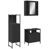 Image de vidaXL Ensemble d'Armoires de Salle de Bain 3 pcs, Placard avec Miroir, Meuble de Toilette avec Pieds Réglables, Industriel, Noir Bois d'Ingénierie