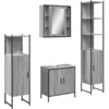 Image de vidaXL Ensemble d'Armoires de Salle de Bain 4 pcs, Placard avec Miroir, Meuble de Toilette avec Pieds Réglables, Industriel, Sonoma Gris Bois d'Ingénierie