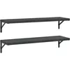 Image de vidaXL Étagères murales 2 pcs 100x30 cm Noir Acier Inoxydable, étagère Flottante, étagère Murale d'exposition, Panneau d'étagère