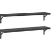 Image de vidaXL Étagères murales 2 pcs 100x23,5 cm Noir Acier Inoxydable, étagère Flottante, étagère Murale d'exposition, Panneau d'étagère