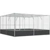 Image de vidaXL Volière argenté 418x414x212 cm Acier, volière à Oiseaux, Cage à perroquets, Grande Cage à perroquets, Cage à perruches, Grande Cage à Oiseaux