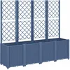 Image de vidaXL Jardinière avec Treillis, Bac à Fleurs, Pot à Plantes, Boîte à Fleurs Jardin Terrasse Patio Extérieur, Bleu Gris 160x40x140 cm PP