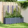 Image de vidaXL Jardinière avec treillis bleu gris 160x40x140 cm PP