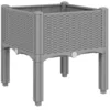 Image de vidaXL Jardinière avec Pieds, Lit Surélevé, Bac à Fleurs, Pot de Plantes Jardin Patio Terrasse Arrière-Cour Extérieur, Gris Clair 40x40x42 cm PP