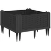 Image de vidaXL Jardinière avec piquets Noir 42,5x42,5x28,5 cm PP, bac à Fleurs, Support de jardinière, Support de Fleurs, bac à Plantes, Support de Plantes