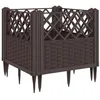 Image de vidaXL Jardinière avec piquets Marron 43,5x43,5x43,5 cm PP, bac à Fleurs, Support de jardinière, Support de Fleurs, bac à Plantes, Support de Plantes