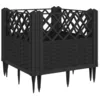 Image de vidaXL Jardinière avec piquets Noir 43,5x43,5x43,5 cm PP, bac à Fleurs, Support de jardinière, Support de Fleurs, bac à Plantes, Support de Plantes
