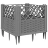 Image de vidaXL Jardinière avec piquets Gris Clair 43,5x43,5x43,5 cm PP, bac à Fleurs, Support de jardinière, Support de Fleurs, bac à Plantes