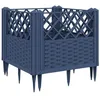 Image de vidaXL Jardinière avec Piquets, Bac à Fleurs, Pot à Plantes, Boîte à Fleurs Jardin Terrasse Patio Extérieur, Bleu Gris 43,5x43,5x43,5 cm PP