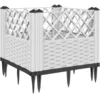 Image de vidaXL Jardinière avec piquets Blanc 43,5x43,5x43,5 cm PP, bac à Fleurs, Support de jardinière, Support de Fleurs, bac à Plantes, Support de Plantes