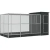 Image de vidaXL Volière avec Extension Argent 416x203x216 cm Acier