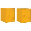 Image de vidaXL Tables de Chevet 2 pcs Jaune Moutarde 34,5x39x44 cm Acier, Armoire, Meubles de Chambre, Support téléphonique, Armoire d'appoint, Table de Nuit