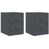 Image de vidaXL Tables de Chevet 2 pcs Anthracite 34,5x39x44 cm Acier, Table de Chevet, Meuble de Chambre, Table de Nuit, Armoire, Table d'appoint