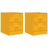 Image de vidaXL Tables de Chevet 2 pcs Jaune 34,5x39x44 cm Acier, Table de Chevet, Meuble de Chambre, Table de Nuit, Armoire, Table d'appoint, Armoire de lit