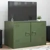 Image de vidaXL Meuble TV vert olive 67x39x44 cm acier
