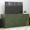 Image de vidaXL Meuble TV vert olive 99x39x44 cm acier