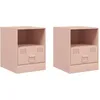 Image de vidaXL Tables de Chevet 2 pcs Rose 34,5x39x44 cm Acier