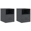 Image de vidaXL Tables de Chevet 2 pcs Anthracite 34,5x39x44 cm Acier, Armoire, Table d'appoint, Table de Nuit, Table de Chevet, Meuble de Chambre