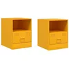 Image de vidaXL Tables de Chevet 2 pcs Jaune Moutarde 34,5x39x44 cm Acier, Armoire, Table d'appoint, Table de Nuit, Table de Chevet, Meuble de Chambre