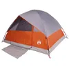 Image de vidaXL Tente de Camping à Dôme 3 Personnes, Tente d'Ombrage avec Sac de Transport, Auvent avec Parois Latérales, Abri de Jardin, Gris et Orange Imperméable