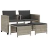 Image de vidaXL Canapé de Jardin 2 Places avec Table et Tabourets, Fauteuils avec Coussins, Mobilier d'Extérieur Patio, Moderne, Gris Clair Rotin