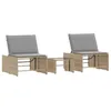 Image de vidaXL Chaises Longues 2 pièces avec Table en résine tressée Beige