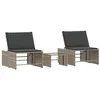 Image de vidaXL Lot de 2 Chaises Longues modulaires avec Table, Bain de Soleil, Transat de Terrasse, Siège de Jardin Patio Extérieur, Gris Clair Résine Tressée