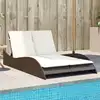 Image de vidaXL Chaise longue avec coussins marron 114x205x73 cm résine tressée