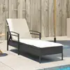 Image de vidaXL Chaise longue avec coussin noir 63x200x81 cm résine tressée