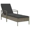 Image de vidaXL Chaise Longue avec Coussin Gris 63x200x81 cm résine tressée, lit de Bronzage, Chaise Longue inclinable, lit de Jour d'extérieur