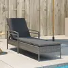 Image de vidaXL Chaise longue avec coussin gris 63x200x81 cm résine tressée