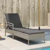 Image de vidaXL Chaise longue et coussin gris clair 63x200x81 cm résine tressée