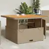 Image de vidaXL Table de jardin beige 110x110x71 cm résine tressée bois acacia