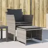 Image de vidaXL Chaise de jardin avec tabouret gris résine tressée