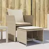 Image de vidaXL Chaise de jardin avec tabouret beige résine tressée