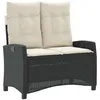 Image de vidaXL Banc Inclinable de Jardin avec Coussins, Siège avec Dossier Réglable, Meuble de Terrasse Patio Extérieur, Noir Résine Tressée