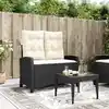 Image de vidaXL Banc inclinable de jardin avec coussins noir résine tressée