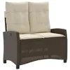 Image de vidaXL Banc Inclinable de Jardin avec Coussins, Siège avec Dossier Réglable, Meuble de Terrasse Patio Extérieur, Marron Résine Tressée