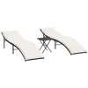 Image de vidaXL Lot de 2 Chaises Longues avec Table, Bain de Soleil, Transat de Terrasse, Siège de Jardin Patio Extérieur, Noir Résine Tressée