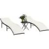Image de vidaXL Chaises longues lot de 2 avec table noir résine tressée