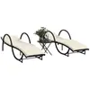 Image de vidaXL Chaises longues lot de 2 avec table noir résine tressée