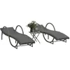 Image de vidaXL Chaises longues lot de 2 avec table gris résine tressée