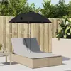 Image de vidaXL Chaise longue double avec coussins et parasol beige poly rotin