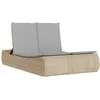 Image de Chaise longue double avec coussins beige résine tressée