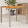 Image de vidaXL Table de jardin beige 90x90x75 cm résine tressée et bois acacia